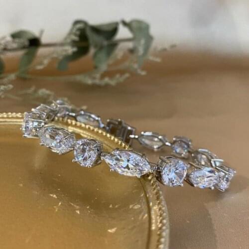 Designer Fashion 925 Sterling Silver Jewelry 5A Cubic Zirconia Party Bracelet