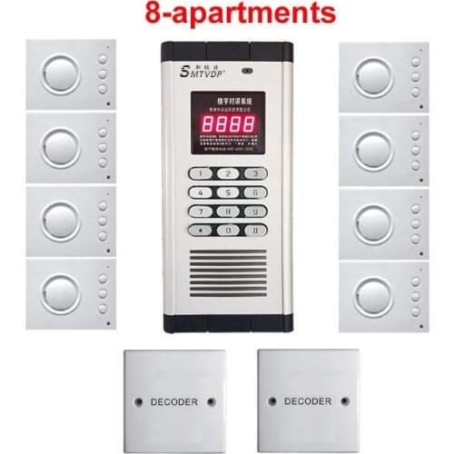 XinSiLu Home Security non-visual building intercom system for 8-apartments ,hand-free audio door phone ,PASSWORD unlock