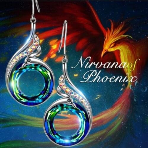 2 Colors Womans Nirvana of Phoenix Magic Crystals Dangle Earrings 2019 Trendy Drop Hook Wedding Jewelry Gift