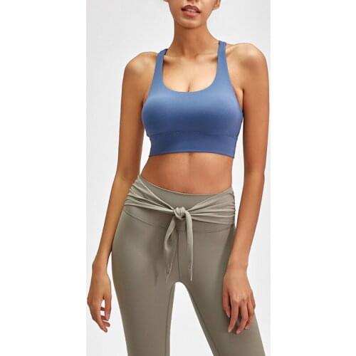 2021 Summer Yoga Bra New Cross Beautiful Back Sanded Nude High-strength Shockproof Women Sports Underwear