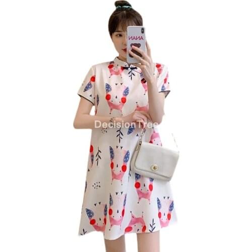 2021 chinese dress print satin women qipao short sleeve vintage stage show cheongsam chinese dress gown chinese wedding dress