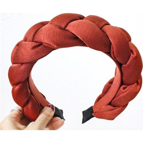Winter/Autumn Women Thick Braids Headband Solid Adults Headdress Silk Fabric Padded Hairband Wide Hair Hoop Women Hair Ornament