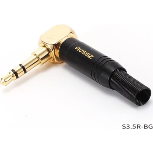 1Pcs high-end 3.5mm gold-plated three-section stereo headphone plug L-shaped 90 degree right angle elbow welding audio cable