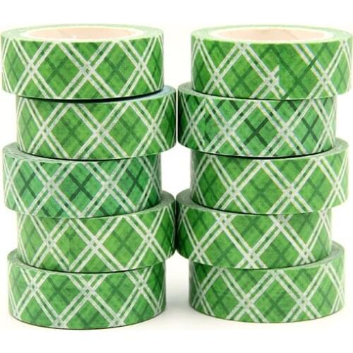 10pcs/lot 15mm*10m Christmas White Stripes Black Stripes Green Tapes for Scrapbooking Stickers Adhesive Masking TapesStationery