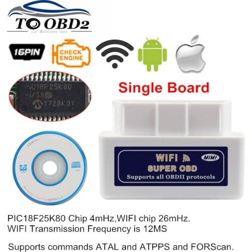 10pcs/Lot Best Quality ELM327 Super OBD2 WIFI Hardware V1.5 Works Multi-Cars PIC18F25K80 Wireless ELM 327 OBD2 CAN-BUS Tester