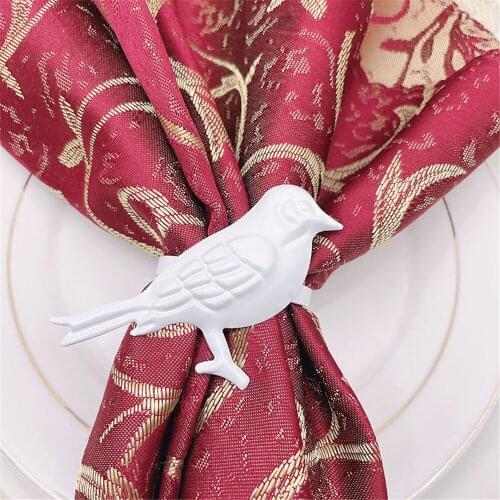 12PCS/Metal white bird napkin ring table top decoration used for hotel wedding banquet western food etiquette decoration