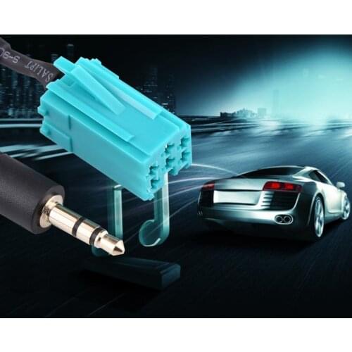 150cm/59'' 6 Pin to 3.5mm Car Radio Stereo Auxiliary Connector Cable PVC case and copper core High quality very durable in use