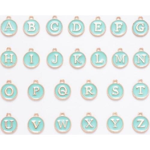 26pcs/set Alloy Alphabet Letter A~Z Small Pendants Enamel Charms in Bulk for Jewelry Bracelet Making Decoration Craft