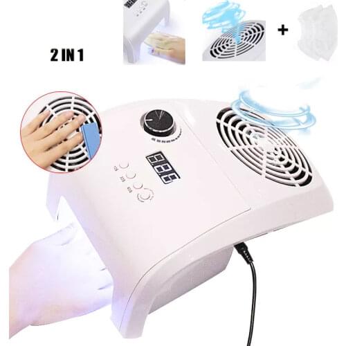 80W 2in1 35000RPM Miltifunction Manicure Machine Strong Powerful Suction Vacuum Cleaner With UV LED Nail Lamp Quickly Dry