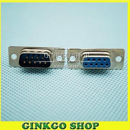 5sets/lot DP9 Female &Male socket jack 9pin 2-rows serial port DP9 Connector Soldering Type plate-insert