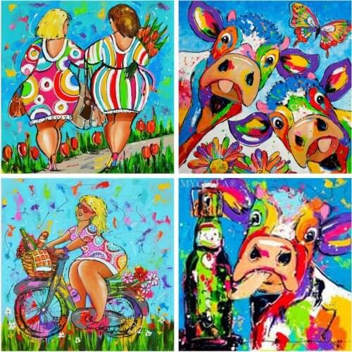 5D DIY Full Circular Diamond Painting Sexy Fat Woman Multi-picture Combination Embroidery Cross Stitch Mosaic Christmas Gift