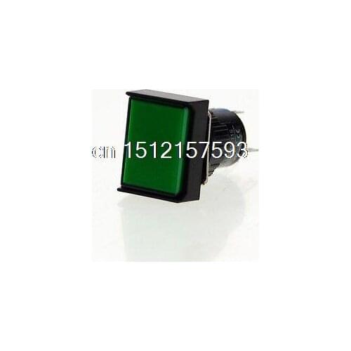 5x Rectangular Panel Mount Green Light 16mm Momentary Push Button Switch AC220V