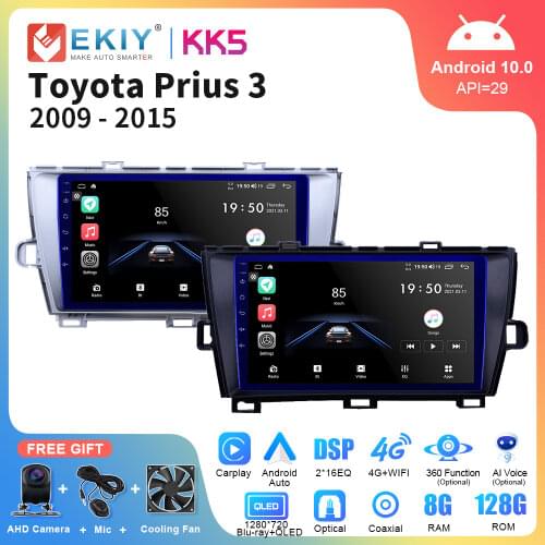 EKIY QLED DSP Android 10.0 Car Radio For Toyota Prius 2009-2015 Stereo Multimedia Video Player GPS Navi Auto Carplay Head Unit