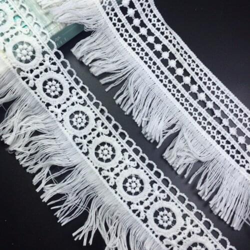 Free Shipping 15Yards Milk Silk African Laces Fringe Trims Venice Lace Sewing Tassel Lace DIY Craft Accessories Ruban Dentelle