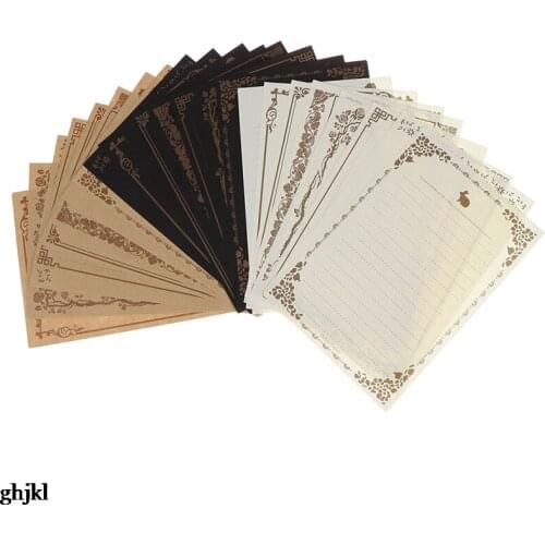 Letter Paper 8 Sheets Vintage Flower Design Letterhead Letter Kraft Brown Writing Paper Letter Pad Drawing Sketch Pad Stationery