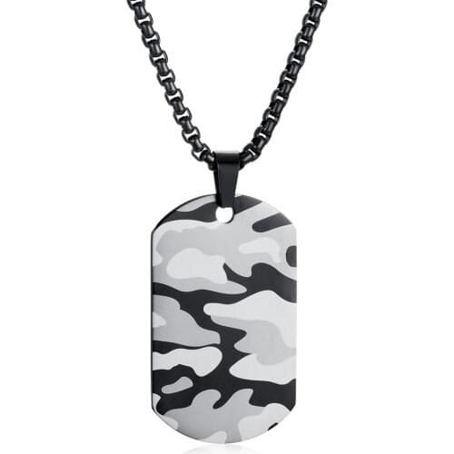 Fashion Air Force Camouflage Dog Tag Pendant Necklace For Men Military Army Boys Black 24 Inch Chain Necklaces Jewelry