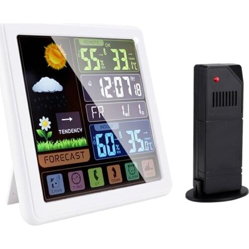 Digital Alarm Clock Weather Station With High Definition Touchscreen Display Indoor Thermometer Hygrometer
