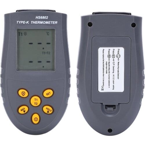 Digital Thermometer Meter Dual‑Channel LCD Display Temperature Measuring Equipment HS6802