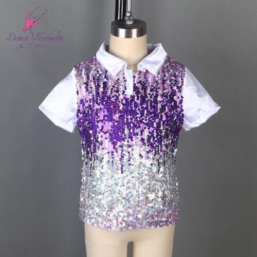 Color sequin collar shirt boy dance Costume Dance Costumes