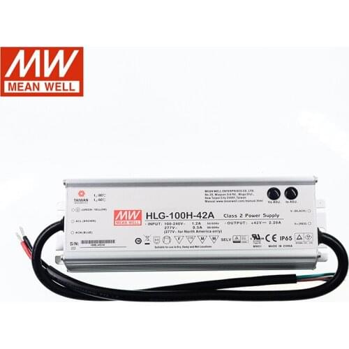 MEAN WELL LED driver HLG-100H-42A 42V LED Power Supply 110V/220V AC to 42V DC 2.28A 95W waterproof IP65 Adjustable Transformer