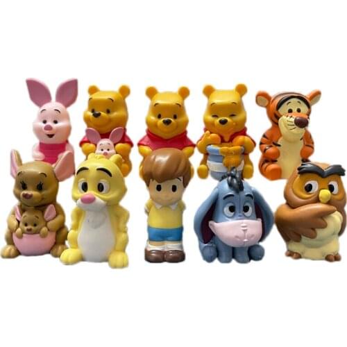 10Pcs/Set Cute Winnie The Pooh Anime Figures Pooh Bear Tigger Eeyore Piglet Action Figure Kawaii Dolls Decor Kids Toys for Girls