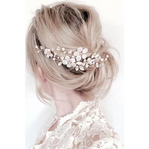 New Hair Accessories Crystal Pearl Vine Flower Light Pearl Alloy Wild Bride Bridesmaid Headdress Comb Rhinestone Hair Accessorie
