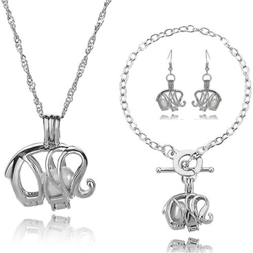 HENGSHENG Horse Animal Cage Locket Jewelry Set with Matching Earrings Charm Link Bracelet Necklace Gift