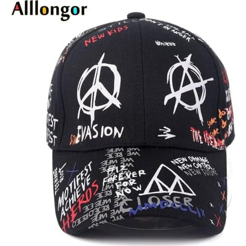100% Cotton Unisex Graffiti Baseball Cap Men Women Hat Summer 2020 Snapback Hip Hop Casquette Femme Korean Mens Caps Black