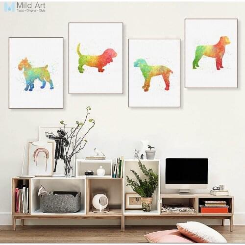 Watercolor Friend Pet Dog Greyhound Dachshund Canvas Big Art Print Poster Wall Picture Nordic Living Room Deco Painting Custom