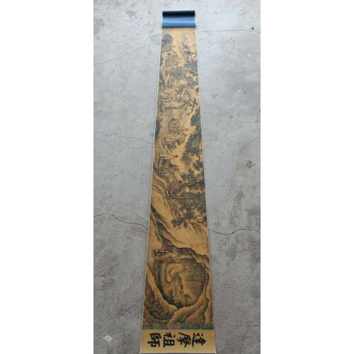 China Old Picture Paper Dharma Guru Picture Long Scroll Painting