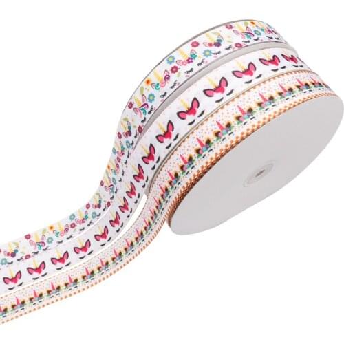 Xugar 25mm 5y Unicorn Printed Grosgrain Ribbons for Wedding Home Decor DIY Bows Gift Wrapping Unicorn Party Handmade Accessories