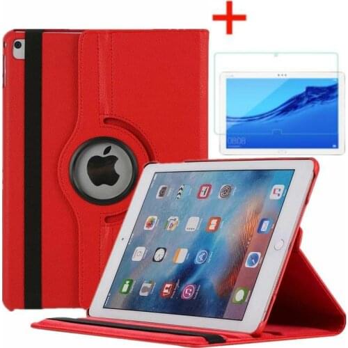 For iPad Air 2 Glass and Case 360 Degree Rotating Leather Flip Cover Case For ipad 9.7 case for ipad 6th generation case air 1