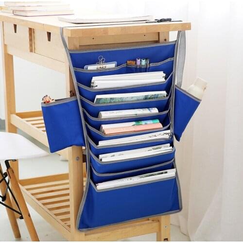 Creative Oxford Cloth Book Storage Bag Multi Pockets Student Learning Hanging Book Bag Desk Organizers Artifact Magazine Holder