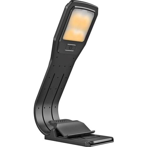 LEDGLE Clip-on Reading Light Rechargeable Book Light Portable LED Light for Kindle, 2800K, 4 Brightness Levels, Black