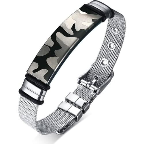 Mens Bracelet Stainless Steel Network Chain Male Gift Bestfriend Souvenir Military Dragon Bible