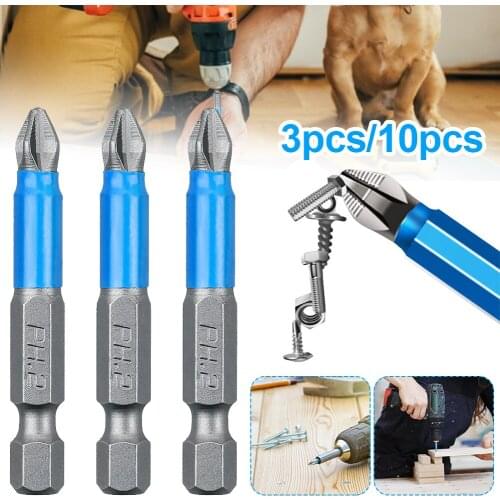 10/3Pcs Screwdriver Bits Set 50mm PH2 Anti-slip With Magnetic 1/4" Hex Shank Fits Hand Electric Drill Driver Hand Tools