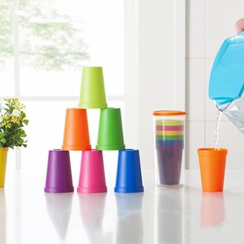 Plastic Cups Set Plastic Multi Colors Reusable Portable Rainbow Drinking Cups For Indoor Outdoor J2Y