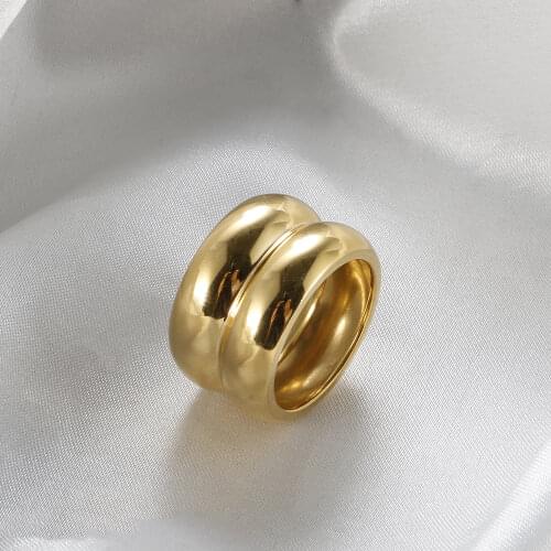 INS Jewelry Designer Heavy Casting Wide Ring Titanium Steel Plated 18K Gold Jewelry Ring Casual Sporty OL Fashion Name Ring