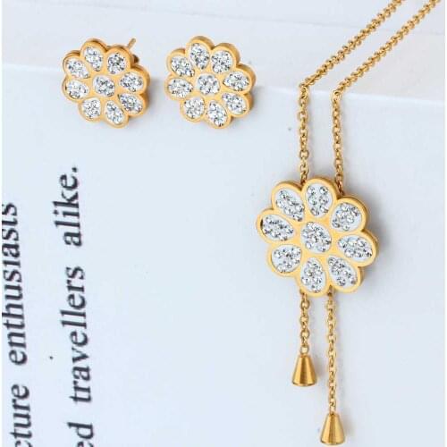 OUFEI Stainless Steel Flower Fashion Wedding Jewelry Sets Women Necklaces Earrings Sets Indian Jewelry Accessories