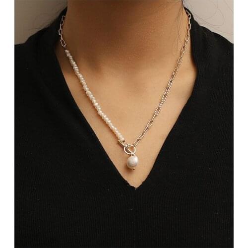 OT Natural Fresh Water Irregular Pearl Choker Necklace W/14K Gold Real Brass Chain for Women Lady Party Wedding Jewellery 2021