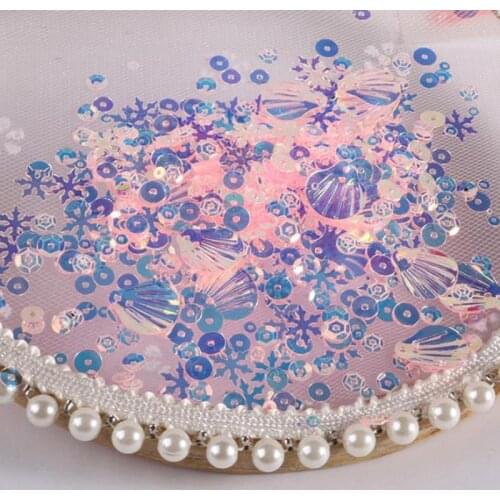 20g Dreamy Transparent Pink Round Sequin French Embroidery Sewing Sequins Gauze Skirt Earring Headwear Diy Decorative Materials