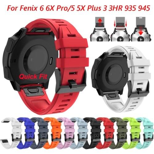 22 26mm Sport Silicone Quick Release Watchband Wrist Straps For Garmin Fenix 6 6X Pro 5X 5 Plus 3HR 935 Easyfit Wirstband Correa