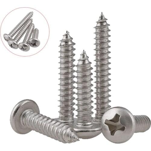 Nickel Plated Phillips Round Head Self-Tapping Screws M2 M2.3 M2.6 M2.8 M3 M3.5 M4 Carbon Steel 50-1000pcs