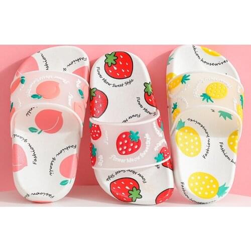 Cute Strawberry Watermelon Fruit Kids Home Slippers Summer Sandals Parent-Child Indoor House Shoes Boy Girl Beach Flip Flops New