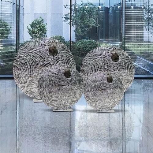 Modern simple sculpture ornaments hotel room living room creative metal stainless steel ornaments home decoration ornaments