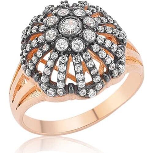 Tevuli 925 Sterling Silver Diamond Montür Lady Ring