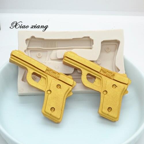 XiaoXiang Pistol Silicone Molds For Baking Accessories DIY Gun Resin Chocolate Mold Fondant Cake Decorating Tools M2011