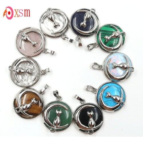 Xinshangmie 1 Pcs New Personalized Silver Plated Cat Moon Pendant Necklace For Pet Lucky Fashion Jewelry For Women Gift Shellhar