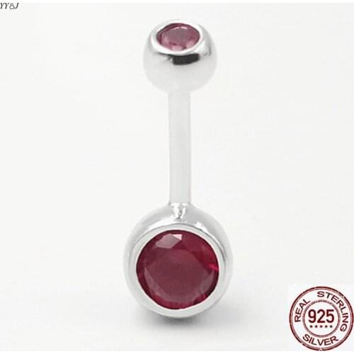 Red cz stone belly button ring for women 925 sterling silver navel piercing jewelry hyperallergenic sexy summer outer banks