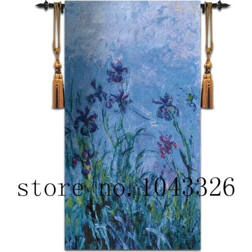 Famous jacauard fabric 75cm*140cm Art tapestry porch background wall decoration Van Gogh Iris flower wall hanging tapestry